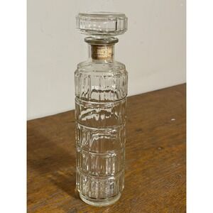 Vintage‎ Glass Decanter Liquor Bottle Ribbed Design Stopper Barware
